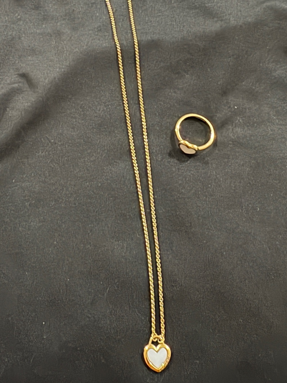 Coach Gold Heart Pendant Necklace and Ring Set - Women's Jewelry
